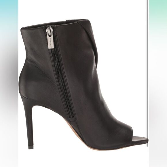 ♥️ Vince Camuto Black Peep-Toe Heeled Boots - Picture 14 of 16